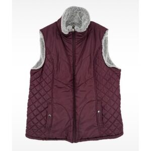 Chebella Purple & Gray Reversible Faux Fur Vest | Perfect for Any Season Medium